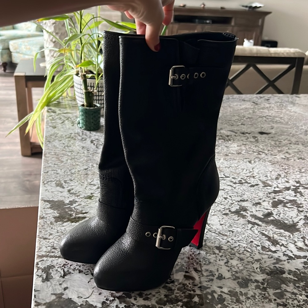 Christian Louboutin Black Buckle Booties